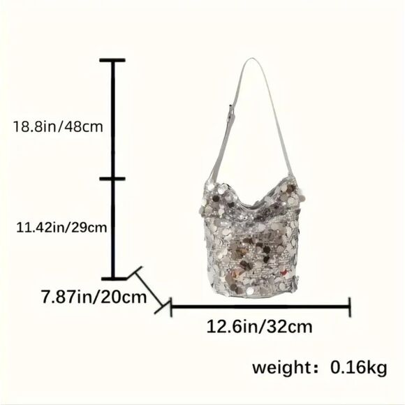 Black Sequins Shoulder Bag - Picture 3 of 4